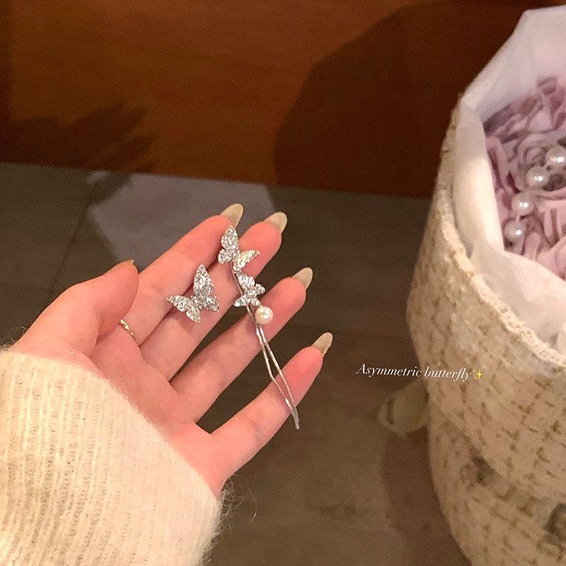 Korean-Style High-End Tassel Bow Earrings - Elegant Long Design for Women