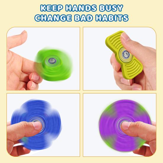 6Pcs/Set Silicone Fidget Spinner Stress Relief Textured Spinner Sensory Toy Quiet Home Office Worker Decompression Fingertip Spinning Toy