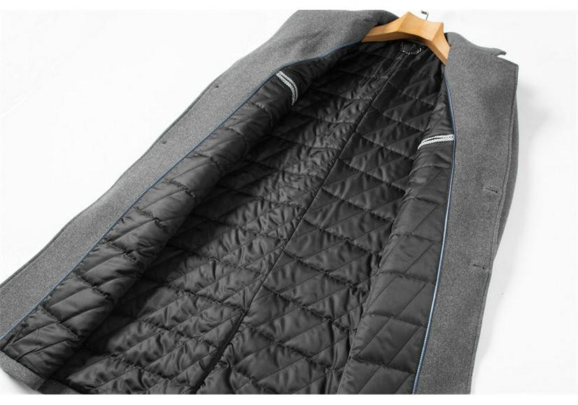 Men's Mid-Length Cashmere Woolen Coat - Winter Business Slim-Fit Windbreaker.