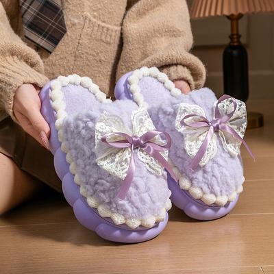 Baumwollhausschuhe Damen Herbst Neu Innenbereich Zuhause Dicke Sohle Rutschfest Plüsch Warm Baumwolle Wischmop Damen Weiche Sohle