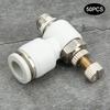 50Pcs Air Flow Control Valve Pneumatic White Adjustment Durable Quick Connector SL8‑01