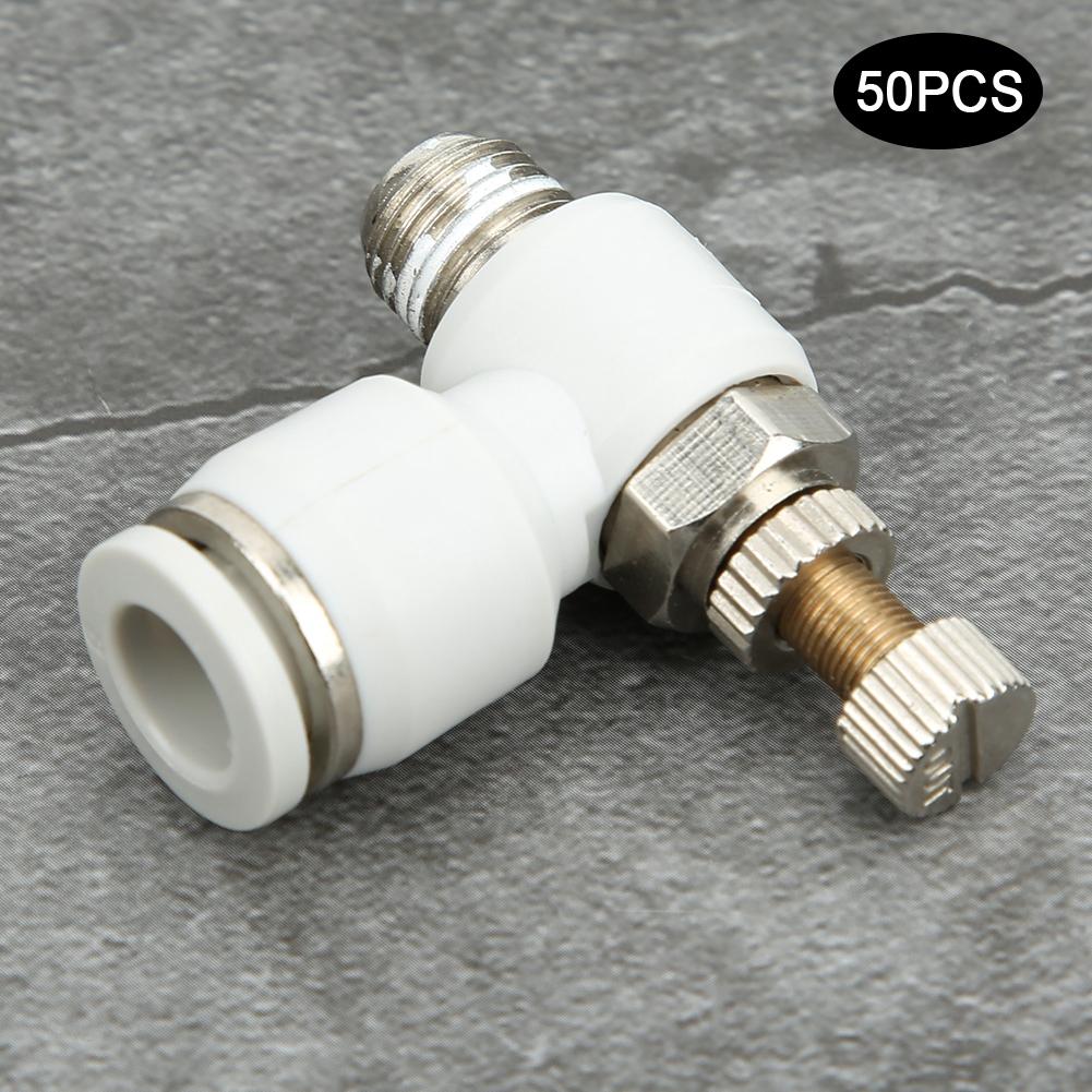 50Pcs Air Flow Control Valve Pneumatic White Adjustment Durable Quick Connector SL8‑01