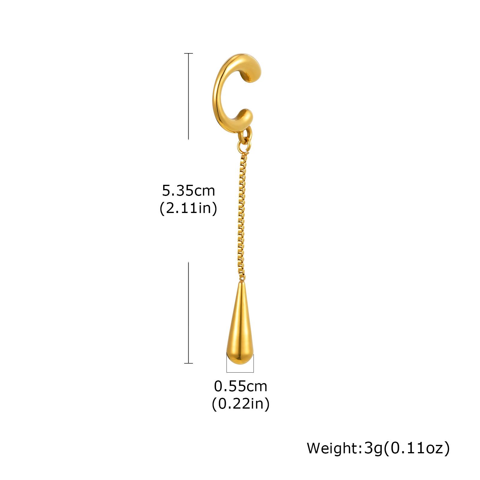 

Luxury Stainless Steel Tassel Ear Clip For Women, Gold Plated C-shaped Fake Piercing Ear Bone Clip on Earrings, New Jewelry