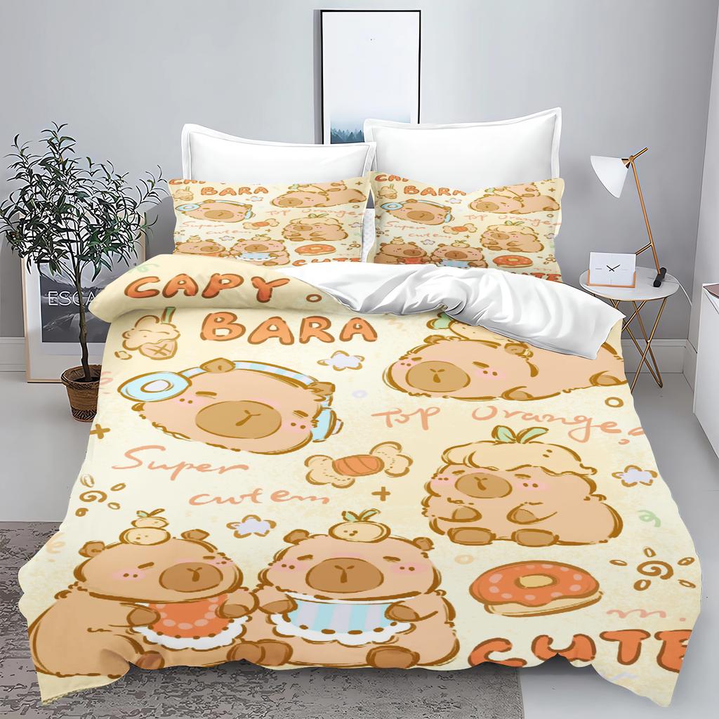 New 3d Print Kawaii Animal Capybara Bedding Set Boys Girls Twin Queen Size Duvet Cover Pillowcase Bed Kids Adult Home Textiles