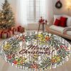 Christmas Wreath Round Carpet Red Xmas Ball Pine Cone Berry Area Rug Winter Holiday Circular Floor Mat for Living Room Bedroom
