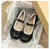 Fashion Retro round Toe Flat Bottom Mary Jane Shoes Women's Soft Sole Spring Autumn Dress Shoes Polka Dot Pattern Rubber Outsole