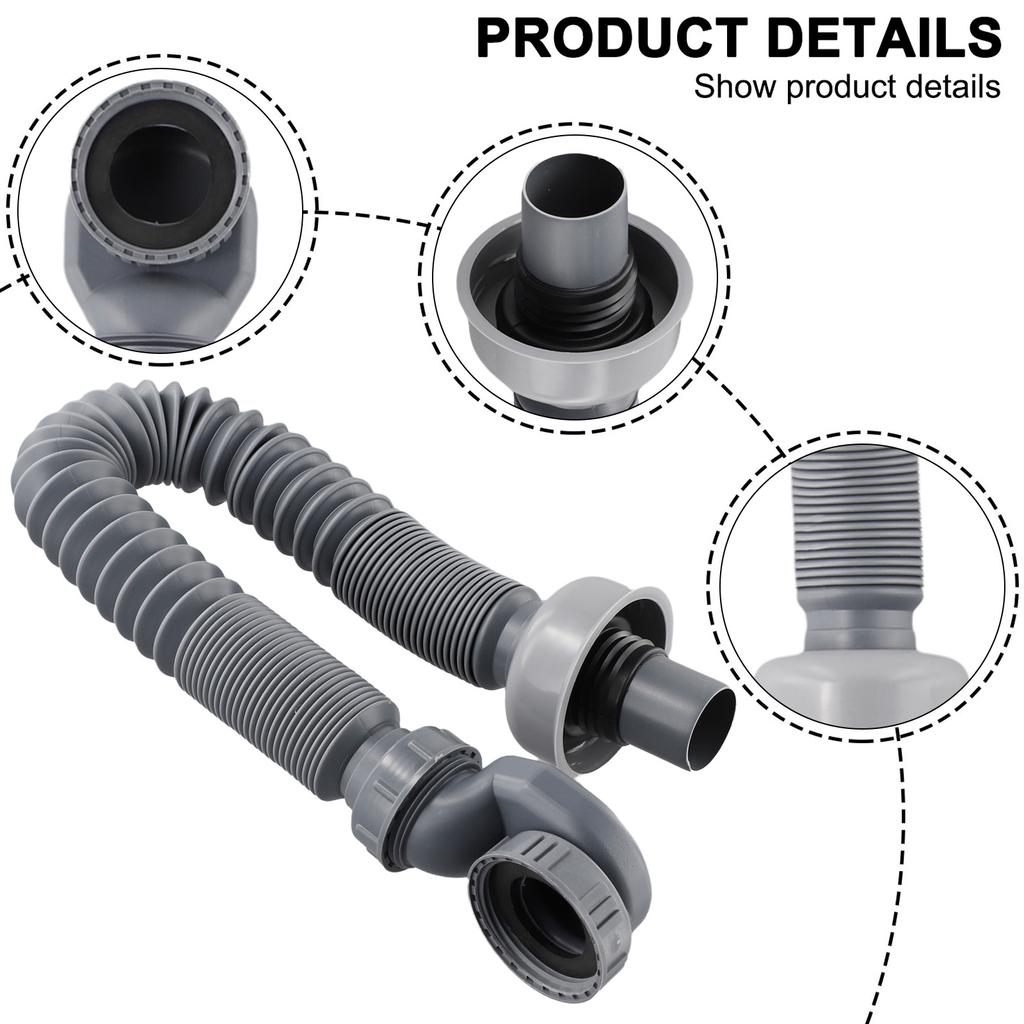 Abflussrohr Badewanne Wasserverschluss Flachaufmaß-Siphon Flexibles Badewannen-Duschabflussrohr ABS Flacher Wannenabfluss für Waschbecken Badezimmer