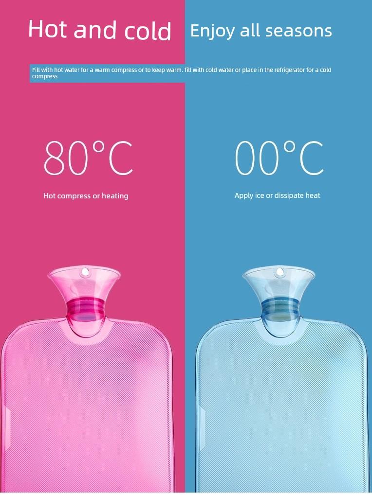 Hot Water Bottle, Transparent Large Water-Filled Heating Bag, Thickened Pvc Hand Warmer, Bed Heating Pad, Belly Warmer
