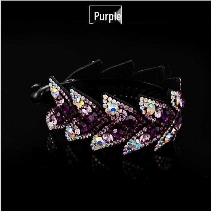 Rhinestone Leaf Hairpin - Large Bun Hair Clip Accessory