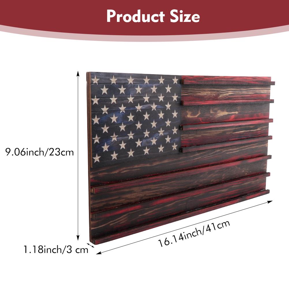 7-reihiger Münzständer aus Holz, rechteckig, Herausforderung, US-Flagge, Sammlerstück, Büro, Gedenkmünze