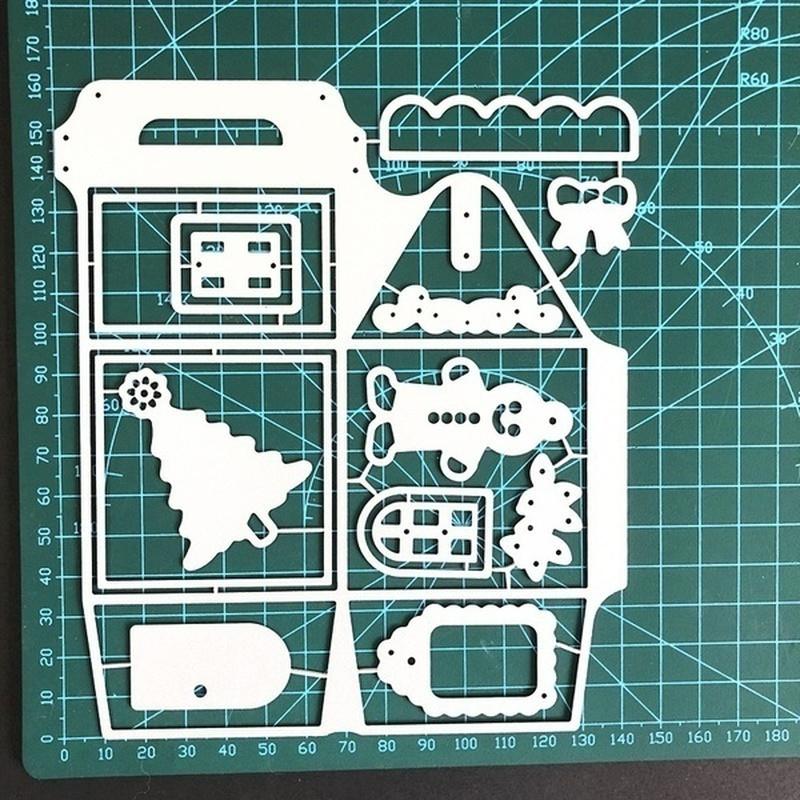 1 шт. Рождественская подарочная коробка Металлическая вырубка Рамка для вырезания Craft Die Трафарет для тиснения для изготовления открыток из бумаги вручную Скрапбукинг серебряный