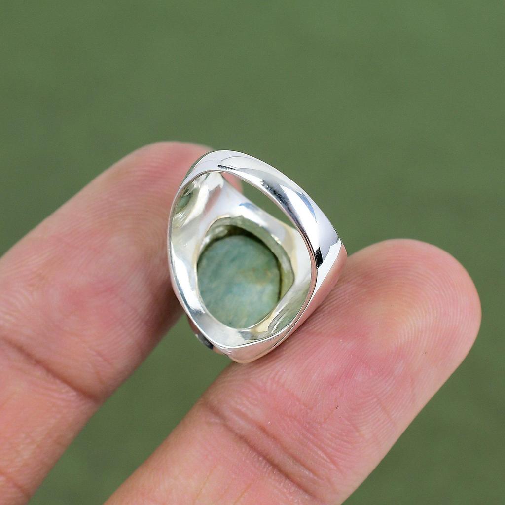 Amazonitring 925er Sterlingsilberring Ein Edelsteinring von höchster Qualität Handgefertigter Schmuck Statement-Ring Jahrestagsgeschenk In Ringgröße erhältlich