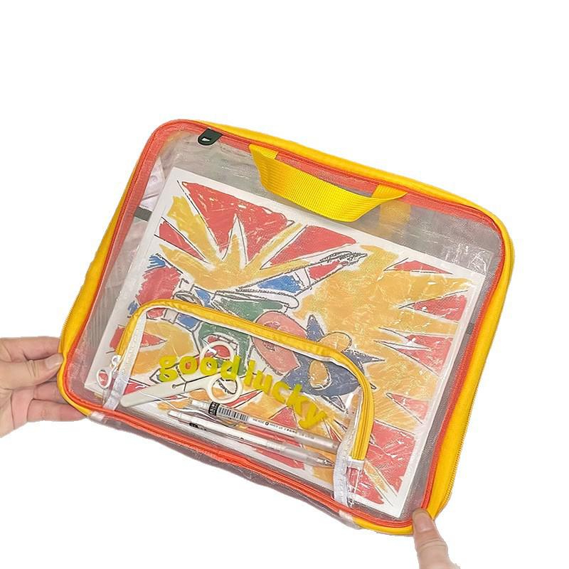 Large Capacity L-Shaped Mesh Bag for Exam Papers