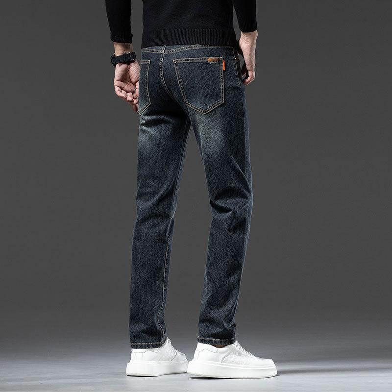 Podzimní Nové Vysoce Kvalitní Prané Antické Bronzové Džíny Pánské Módní Značkové Business Rovné Nohy Ležérní Dlouhé Kalhoty