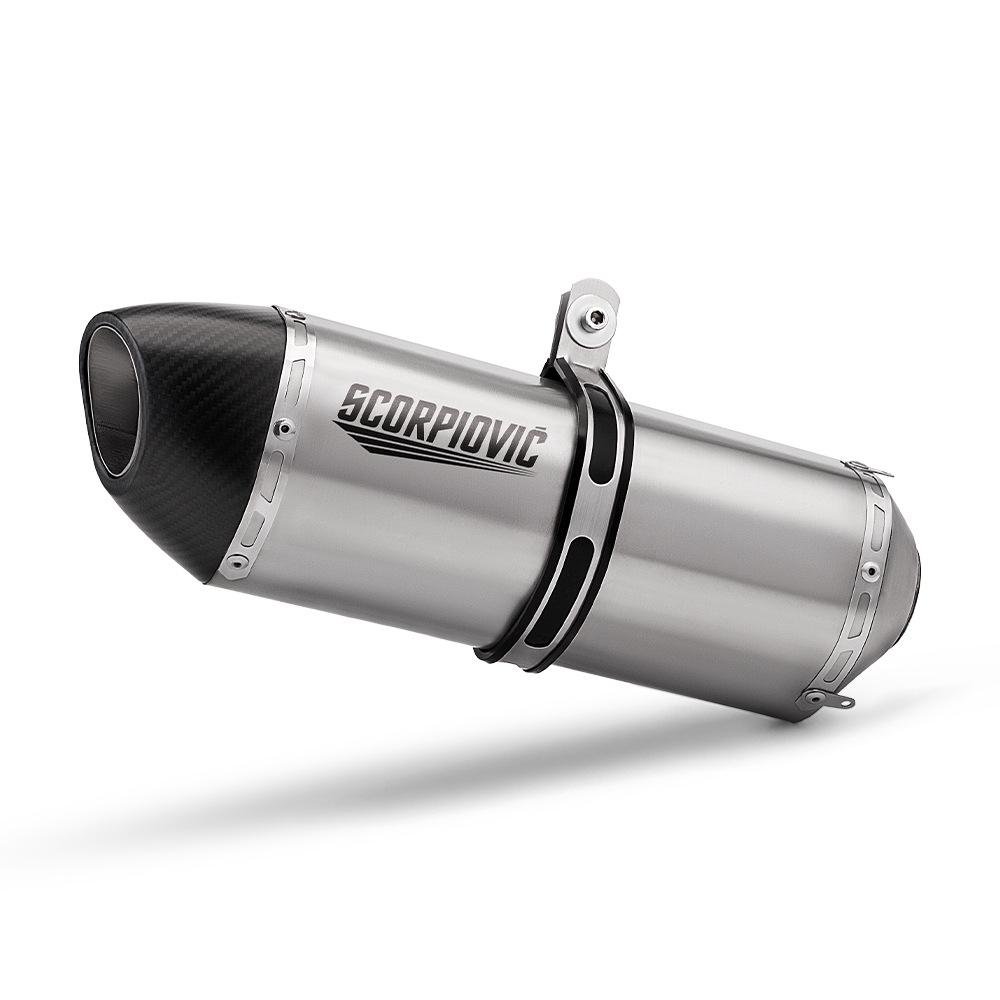 The R77 exhaust pipe fits motorcycles like the G310RR, NINJA400, S1000RR, R1, RSV4, and Z1000.