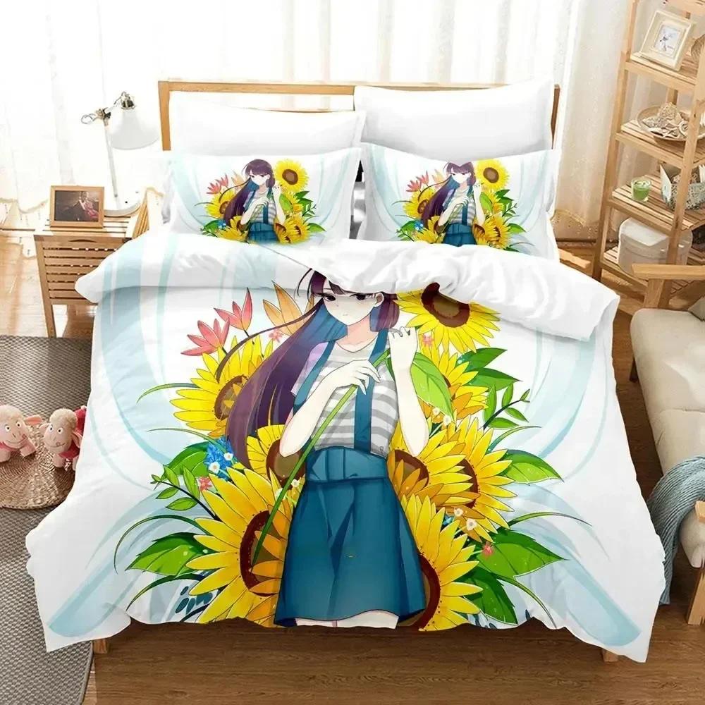 Anime Komi Can't Communicate Bedding Set Boys Girls Twin Queen Size Duvet Cover Pillowcase Bed Kids Adult Home Textileextile