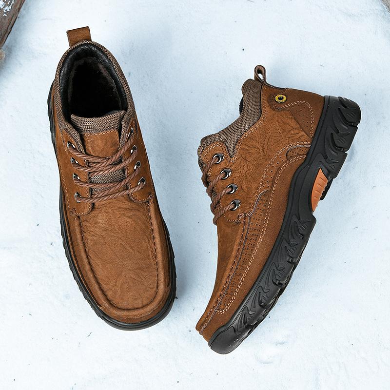 Handgenähter Echtleder-Schuh Herren Outdoor Leicht Rutschfest Walking Freizeitschuhe Brandneu Flach Designer Fahr-Walking-Schuhe