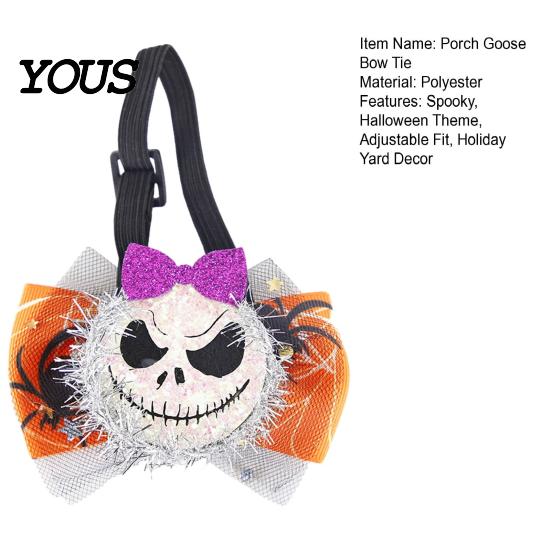 Decorative Bows for Potted Plants Halloween Goose Bow Tie, Porch Statue Accessories, Spooky Skull Ghost Petite Party Ornament Tie Lawn Statue, Outdoor