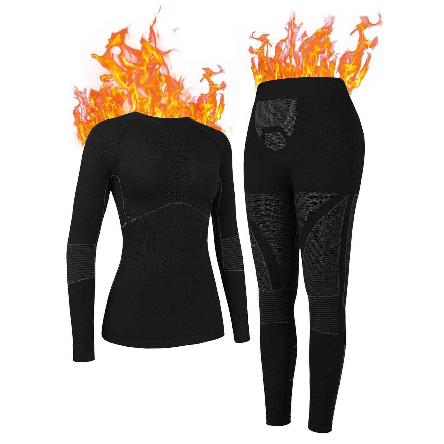 

Charmleaks термобелье для женщин Long Johns Зимний теплый базовый слой комплект для холодной погоды верх и низ M чёрный