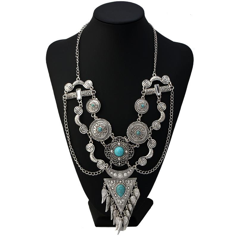 Alloy Wing Vintage Necklace With Turquoise Embellishments For Style Boho