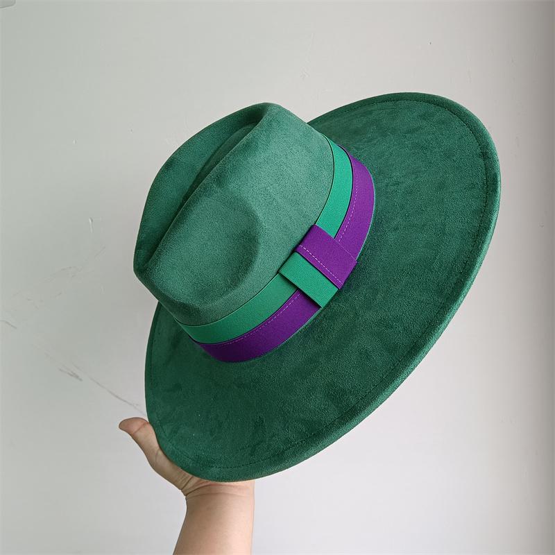 Elastisches Band Buntes Wildlederhut Herbst und Winter Damenfilzhut Breitkrempiger Hut Britischer Stil Retro Herrenhut Gorras Hombre