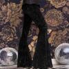 Women's Fashionable Color Vintage Velvet Flare Pants High Waist Stretchy Pant Casual Bell Bottom