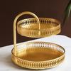Double Layer Pastry Tray Decorative Copper Gold Biscuits Dessert Display Plate for Wedding Double Layer Pastry Tray Pastry Tray