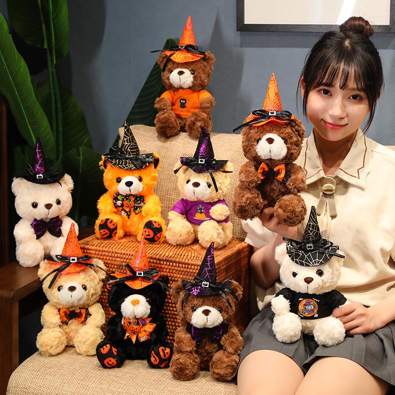 Halloweenowy Duch Dynia Niedźwiedź Pluszowa Zabawka - Koszulka Dekoracja Pluszowego Niedźwiadka