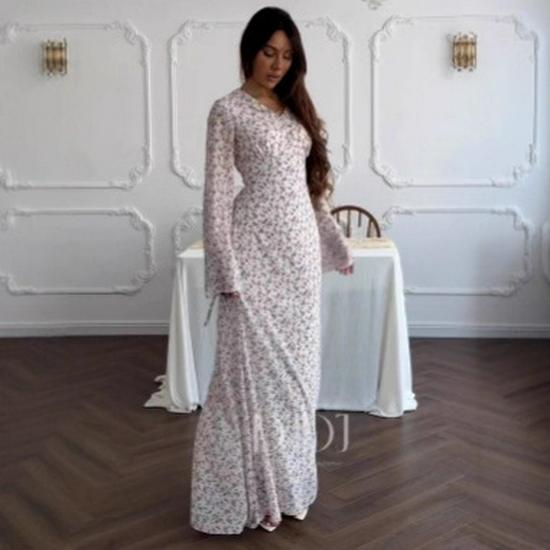 2025 Floral Slimming Autumn Long Dress for Women