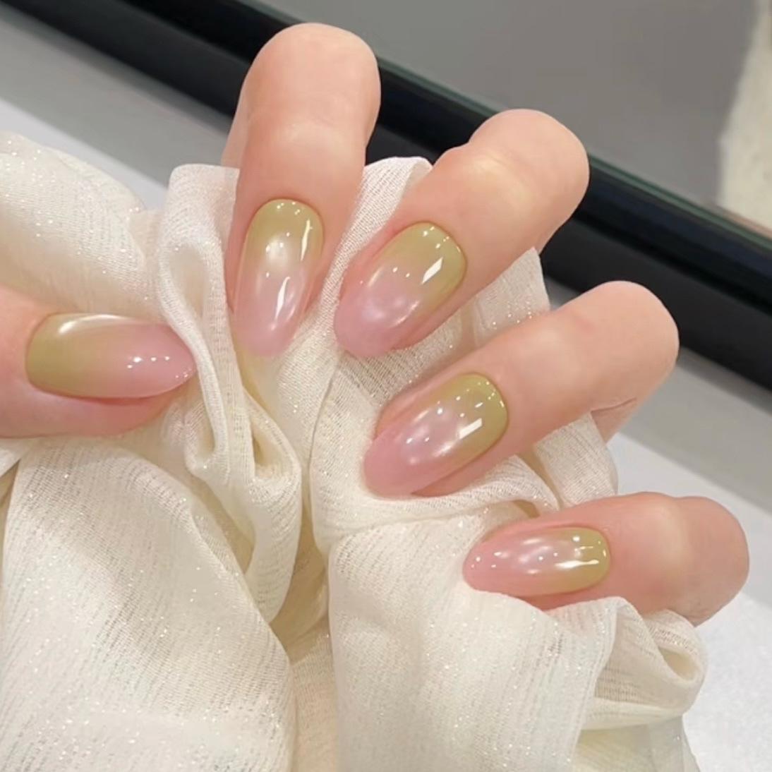 

Spring/Summer Guava Cat Eye Gradient Oval Nail Art Patches