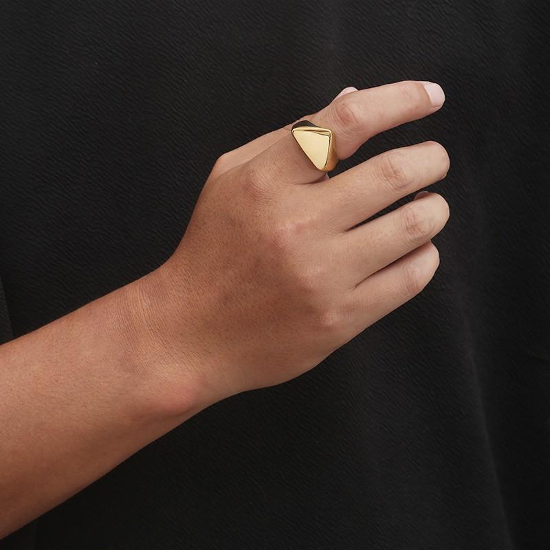 Stainless Steel Polished Thick Rings for Men Unisex Casual Triangular Pattern Female Anneaux Memorial Day Party Jewelry Gift