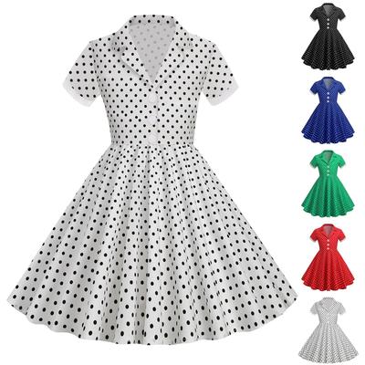 Sommer Kinderkleid Kurzarm Tupfen Vintage Kinder Prinzessinnenkleid für Mädchen