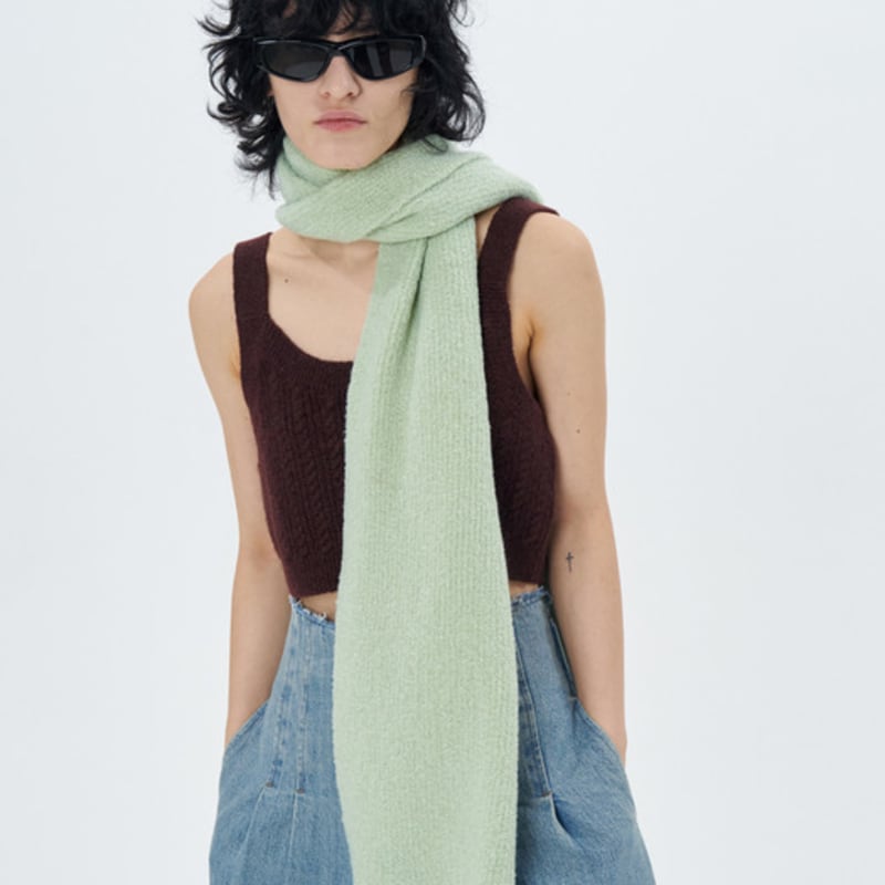 ETCH LOOP YARN WOOL MUFFLER(MINT)