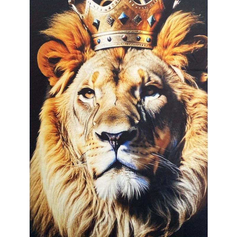 Heren Kroon Leeuw 3D Geprint T-shirt Casual Korte Mouw Ronde Hals Top Cool Gouden Koning Kroon Dier Grafisch T-shirt Luxe Streetwear Zomer Mode