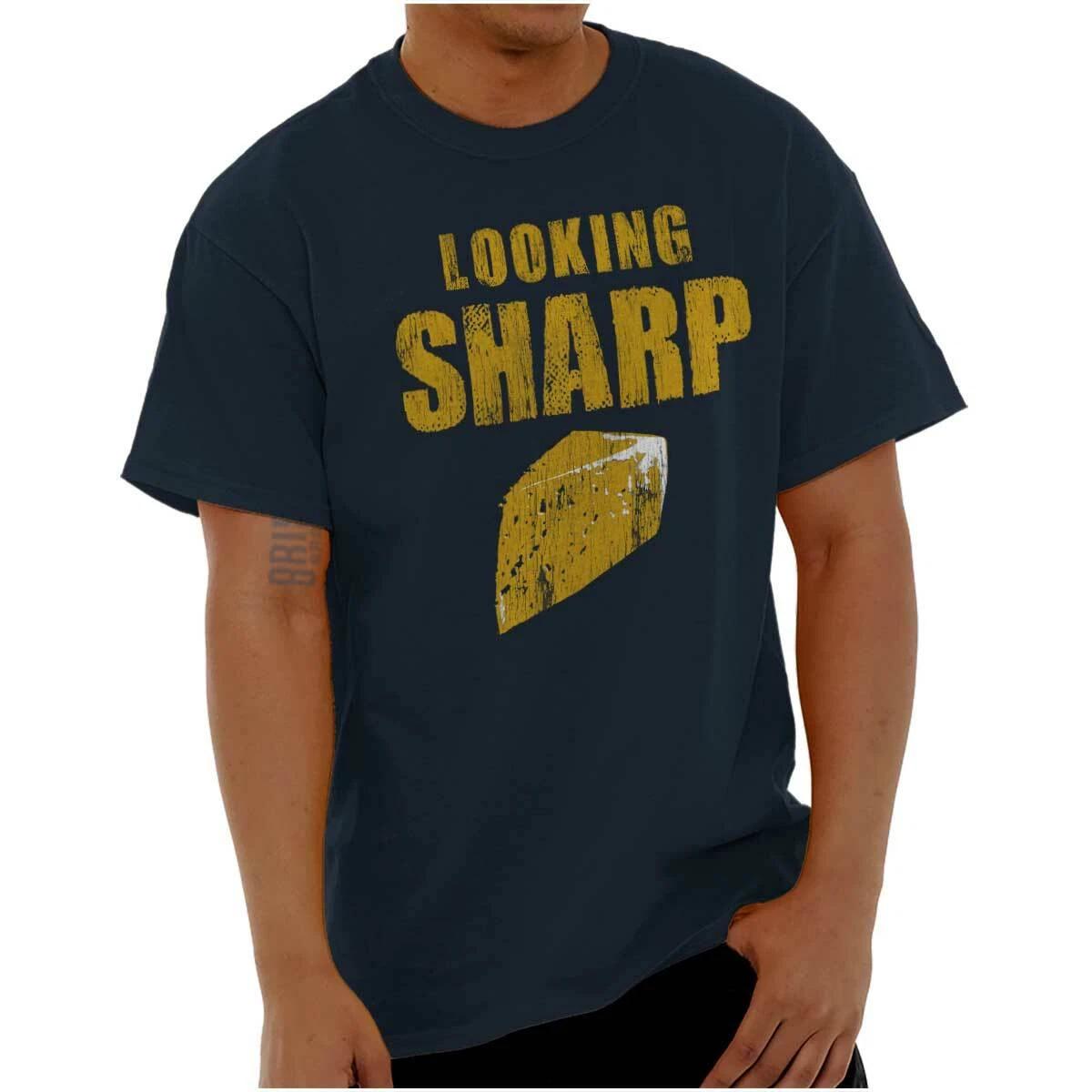 Funny Food Pun Looking Sharp Cheese Joke Womens or Mens Crewneck T Shirt Tee XS