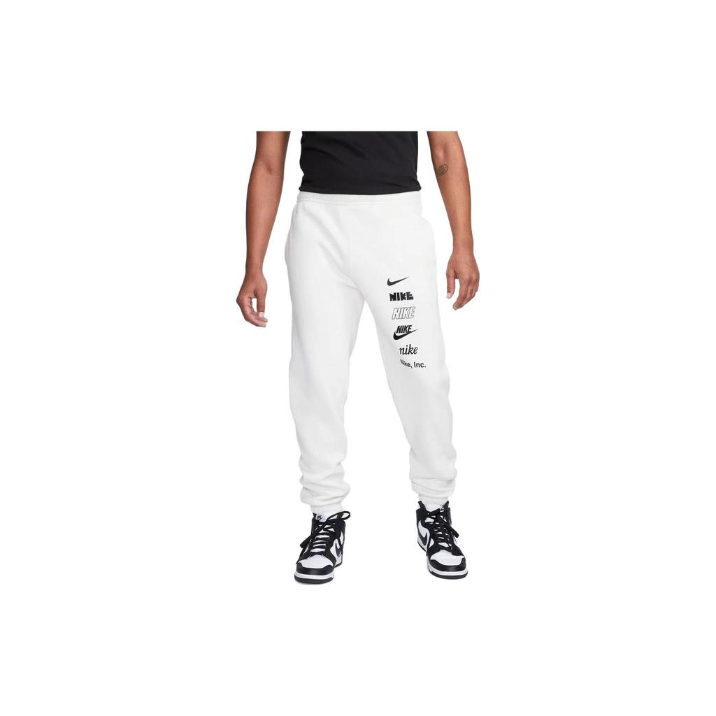 Nike Club Fleece Letter Print Cuffed Sweatpants Men Bottoms White DX0795-030