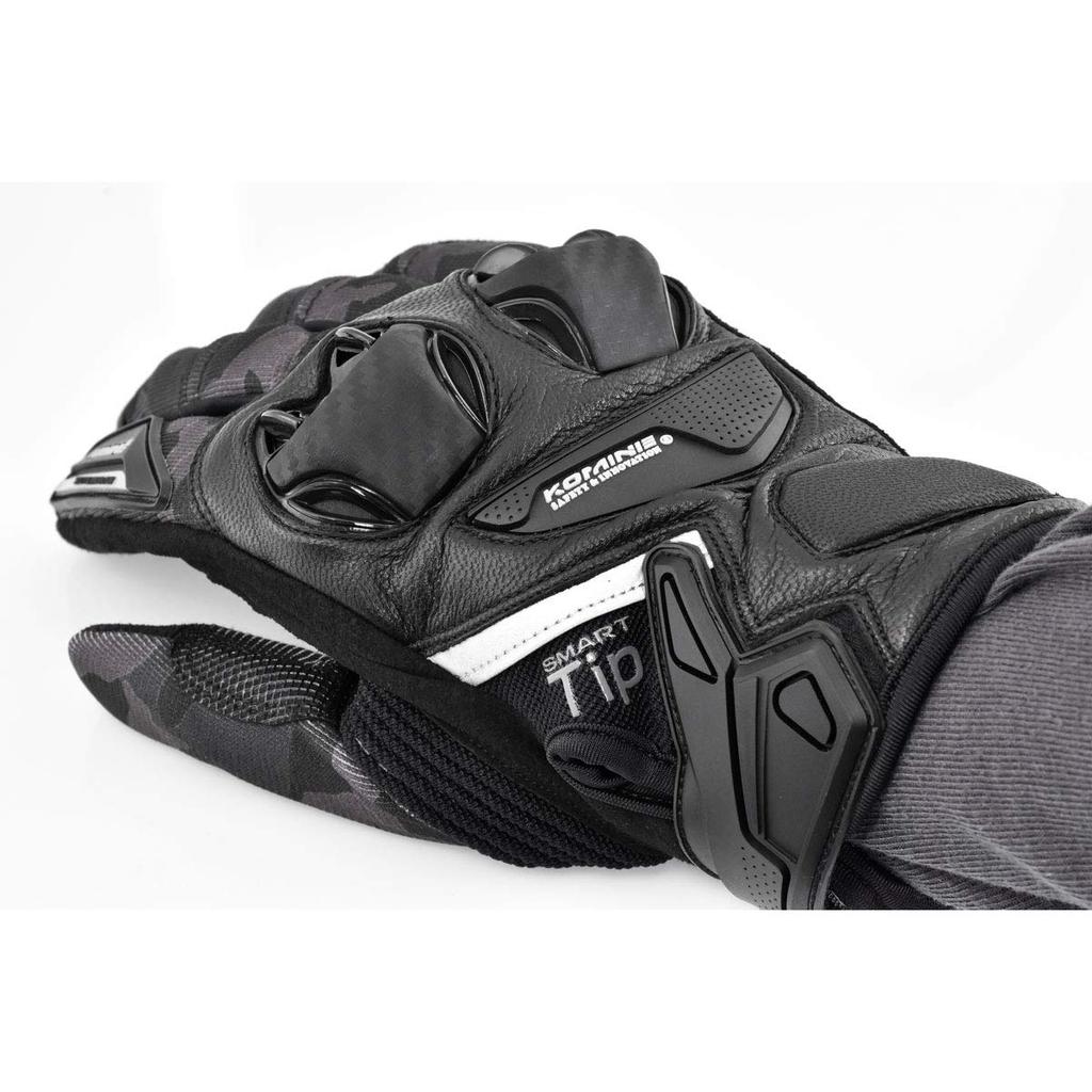 Komine Motorcycle Protective Leather Mesh Size Mesh Carbon Fiber Suitable for and Autumn Gloves, Black/Red, 2XL, GK-234 1232, Material, Protector,