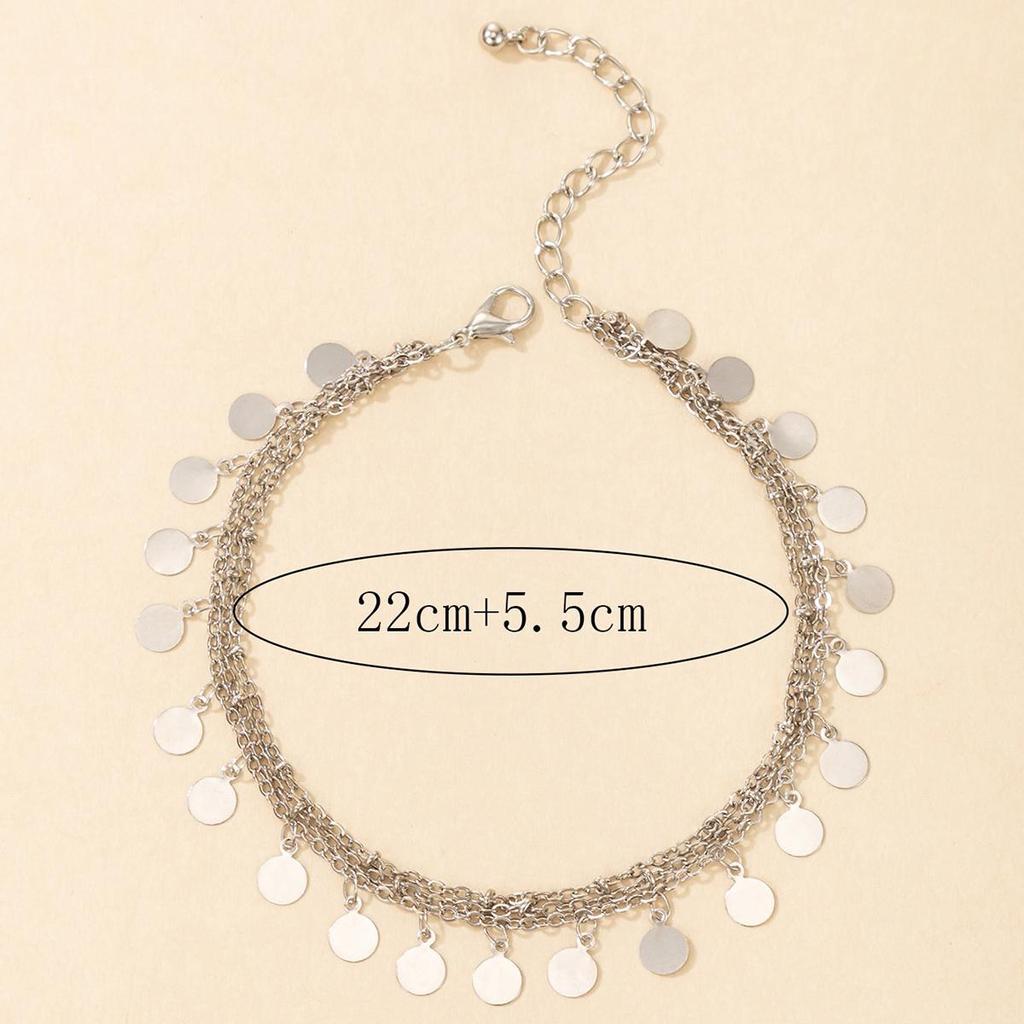 Náramek na kotník s přívěskem, zlaté barvy, s třásněmi z plátků, pro ženy, kovový řetízek na nohu ze slitiny železa, plážové šperky