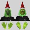 Hilarious Grinch Mask And Green Furry Gloves Set Ideal For Christmas Parties And Halloween Celebrations