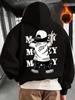 Urban‑figure Men Hoodie Trendy Back‑view Dancer Figure Street‑script‑themed Motif Print Pullover For Soft Relaxed Casual Street Wear
