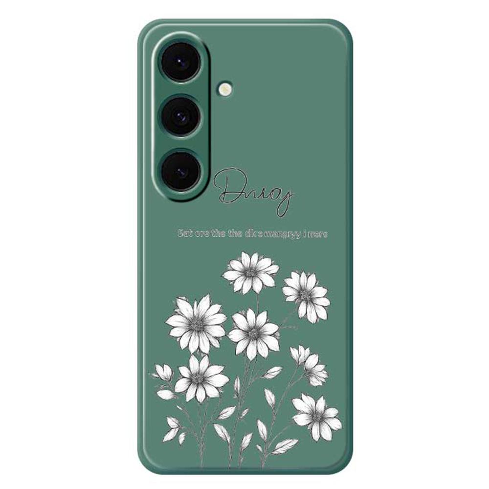 

For Samsung Galaxy S24 FE Case Sketch Flowers Pattern Printing Straight Edge TPU Phone Back Cover