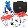 Magnetfischen-Set, 1200 lbs Zugkraft beidseitig wirkende Angelmagnete, 2,95 Zoll Durchmesser Magnet mit Seil, Greifhaken, Handschuhe, Wasserdichte Tasche,