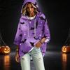 Women's Halloween Print Hooded Pullover Top with 3/4 Sleeves