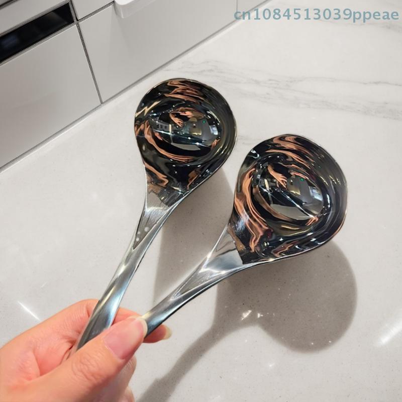 {QTG333} 2/5 Pcs Thicken Stainless Steel Spoon Long Handle Stainless Steel Hot Pot Scoops Cooking Utensils Rice Spoon Kitchen