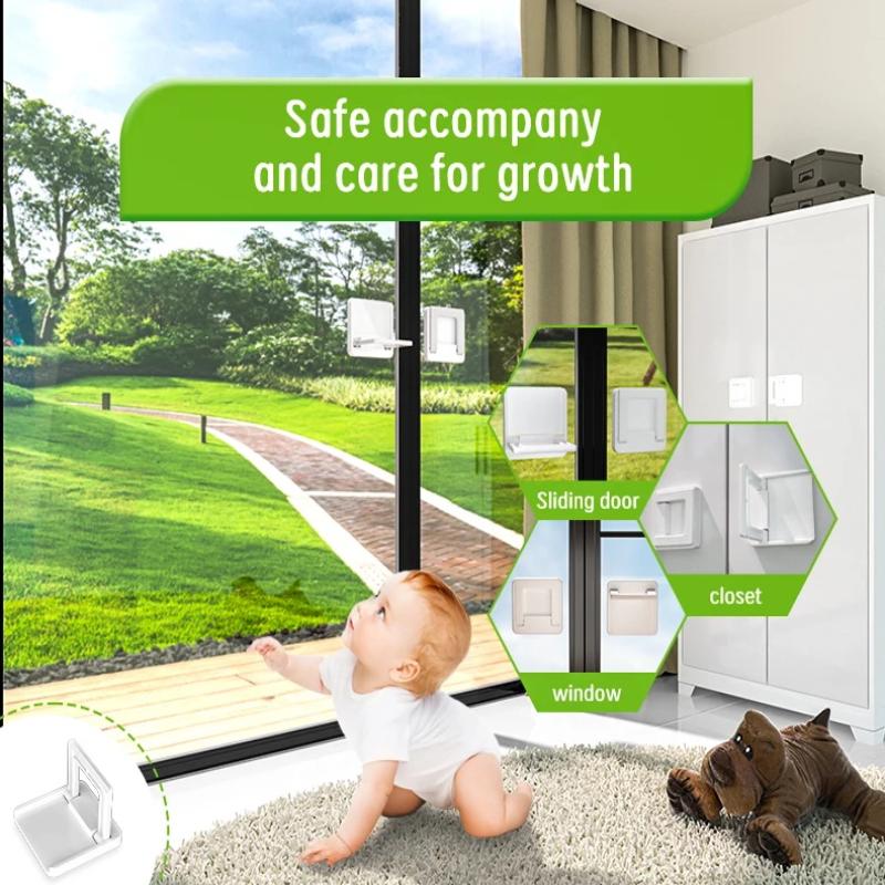 Baby Safety Slide Window Locks For Kids Proof Patio Closet Doors Sliding Glass Door Child Lock- White