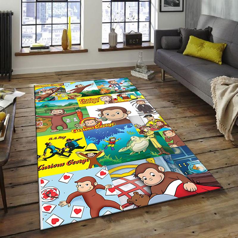 1pc Curious George (9) Design Area Rug - Non-Slip, Soft & Cozy Floor Mat for Living Room, Bedroom, Office - Indoor/Outdoor Decorative Carpet