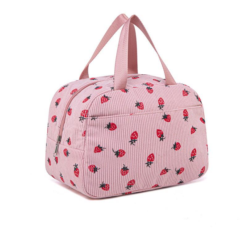 Women's Insulated Strawberry Handbag: Portable Lunch Tote & Picnic Bento Bag