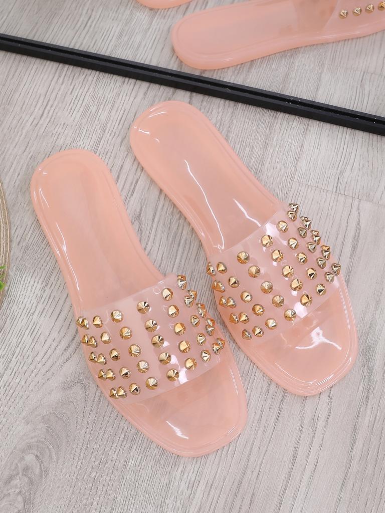 One-word slippers women's summer square head spikes