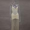 Hollow Out See-through Long Dress Women Holiday Tassels High Waist Sleeveless Strap Dresses Female Backless Evening Club  Robe