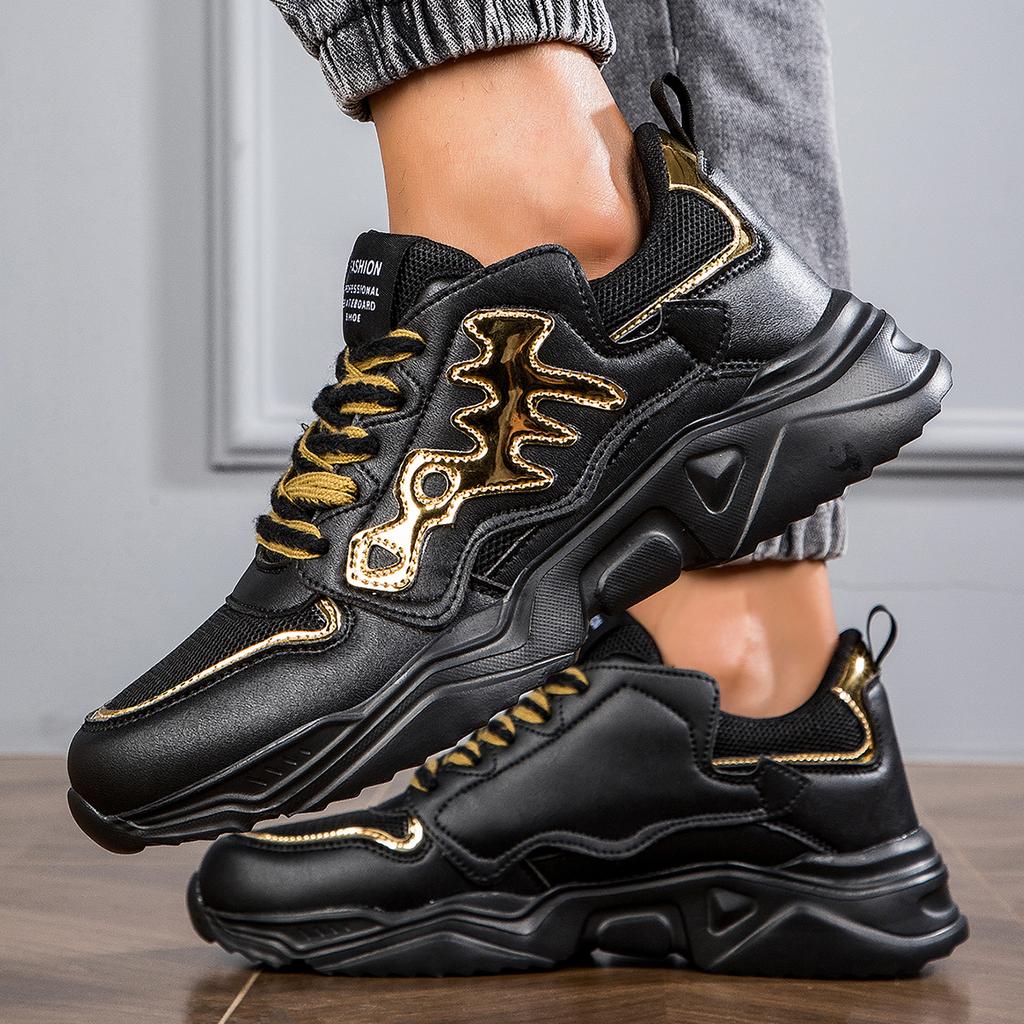 TUINANLE Man's Sports Shoes Mesh Breathable Platform Sneakers Men Lace-up Thick Soled Running Shoes